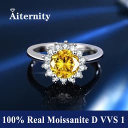 Classic 6 Prong Diamond Ring D Color 1ct Moissanite VVS Round Cut Lab Diamond Ring for Women Engagement Wedding Band Jewelry