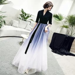 Ele Long Bla Evening Gown Women's 2025 New Sle adual Color Dinner Par Queen Aosphere Maxi Length Evening Dr