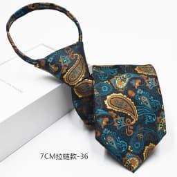 New 7cm Mens Tie Pre-tied Easy Wear Neck Tie Business Wedding Zipper Lazy Pre-tied Korean Style Striped Plaid Solid Necktie