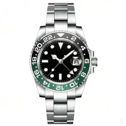Customized LOGO 40mm Quartz GMT Man Watches Sapphire glass 10Bar Waterproof Luminous Diving Mens Wrist Watch Steel Bracelet