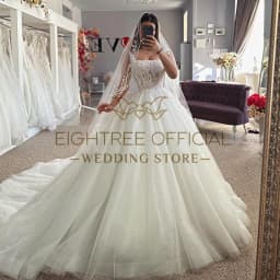 Eightree Elegant Princess Wedding Dresses 2024 Sleeveless Sequines Tulle Wedding Gowns Boho Beach Bridal Prom Dress Customized