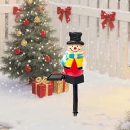 1pc Christmas Cute Snowman Shape Pathway Lights Solar LED Waterproof Walkway Landscape Light For Home Garden Winter Yard Decor