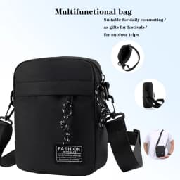 Men's Bag, Available in Single Shoulder or Cross-Body Design, Suitable for Daily Use During School. Made of Nylon Material.