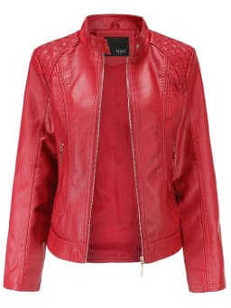Women's Elegant Stand-up Collar Solid Jacket 2022 Female Three-dimensional Pattern Coat S-4XL New Pu Faux Leather Jacket Women