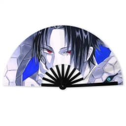 Anime U-Uchihaes Sasuke Japan Folding Hand Fan Custom Red Cloud Polyester Fabric Fan Novelty Summer Accessory Decorative Fans