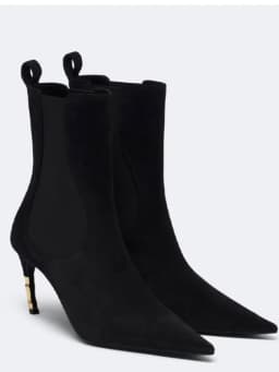 2026 New Low Heel Knee High Boots with Pointed Kitten Heels and Elastic Fabric Autumn and Winter Fashionable Mid Length Boots