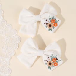 2Pcs Sky Blue Hairpins With Embroidered Rainbow Bow Handmade Pinches Girl Hair Clips Children School Party Accessories Headwear