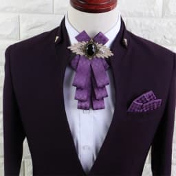 Men Ribbon Bow Tie Handkerchief Women pre-fold Brooches Pocket Square Neck Tie Set Groom Wedding Party Rhinestone Boys Bowtie