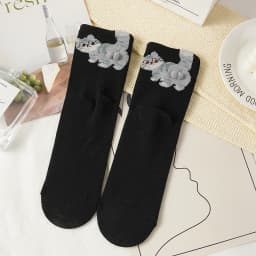 Cartoon 3D Cat Egg Design Middle Tube Socks for Women Soft Breathable Cute and Funny Couple Socks Spring Autumn Cute