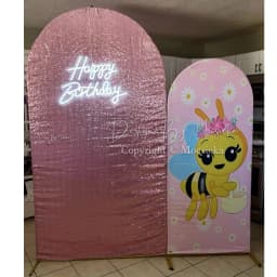 Mocsicka Cute Bee Birthday Party Arch Cover Backdrop Cartoon Honeybee Floral Honeycomb Rainbow Background Baby Show Photo Studio