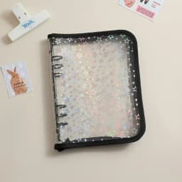 A5 Laser Star Zipper Binder Collect Book Refill Organizer DIY Journal Dairy Transparent Kpop Idol Photo Album Kawaii Stationery