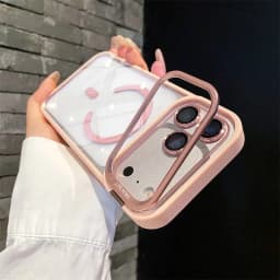 Luxury Bracket Stand Magnetic Phone Case for iPhone 18 Pro 17 16 Plus 15 14 13 12 Pro Max With Lens Protector Cover for Magsafe