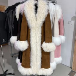 YOLOAgain Real Mongolia Sheep Fur Jacket Long Dark Brown Suede Coat Women