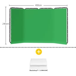 SH White Green Screen 2.4X4M Collapsible Chroma Key Backdrop Fabric Ultra-Quick Setup Birthday PartyBackground Photo Studio