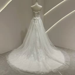 SL-9525 Customized SuLi Romantic Strapless Bride Wedding Dress Lace Appliques Beading Bohemian See Through Beach Bridal Gown