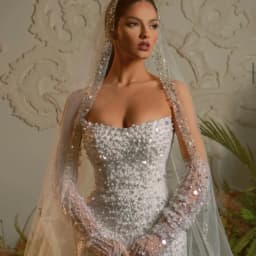 Lqq Robe De Mariée Customized Sexy Mermaid Wedding Dresses for Women Strapless Sleeveless Gown Sequins Pearls Vestidos De Novia