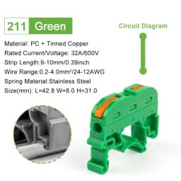 5/10pcs Din Rail Terminal Block Wire Connector 211 Quick Wire Compact Splicing Conductor Fast Cable Connector Conductor