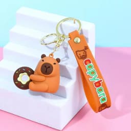 Capybara Keychain PVC Soft Key Accessories Cute Party Gifts for Christmas for Boys and Girls Key Buckles Metal