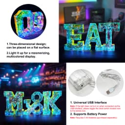 Multicolor Letters LED Night Light Numbers Dual‑Power Light‑Up Battery USB Operated Portable Indoor Decor for Party Wedding Home