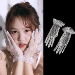 Retro See Through Lace Gloves Bridal Wedding Full Finger Gloves Banquet Performance Dinner Dress Accessories Mesh Hand Sleeves