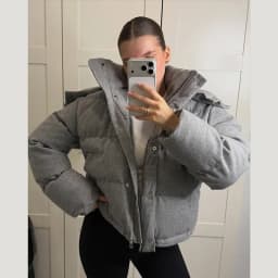 Winter Women's Cropped Padded Coats Hooded Stand Zip-up Full Sleeve Short Puffy Cotton Jacket 2026 Warm Casual Solid Outwear