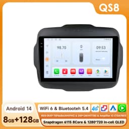 6115 Carplay 4G-LTE 9" Car Radio Android for Jeep Renegade 2016-2020 Multimedia Player Navigation GPS 2 Din Stereo DSP Autoradio