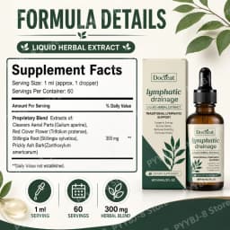Lymphatic Drainage Drops 60ml Supplement Help Bloat Relief & Immune System Health with Cleavers,Red Clover and Stillingia Root