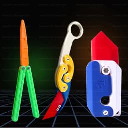 New 3D Mini Butterfly Knife Printing Gravity Knife Cub Jumping Small Radish Knife Mini Model Pendant Push Card Decompression Toy