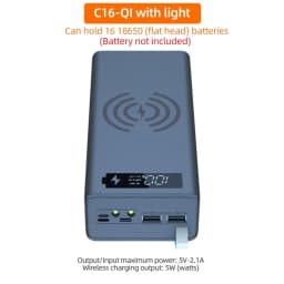 16*18650 Power Bank Case C16 USB Welding Free Power Bank Case Detachable Portable QC 3.0 PD DIY Shell Housing For Powerbank