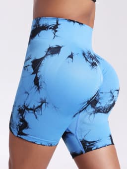 Tie Dye Push Up Butt Yoga Shorts Seamless High Waist For Women High Stretchy Knitting Fashion Gym Cycling Pants