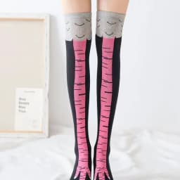 Men Funny 3D Chicken Socks Print Cartoon Cosplay High Flexibility Thigh High Sock Cotton Fashion Thin Toe Feet
