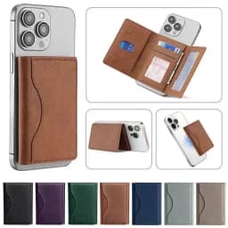 Magnetic Card Holder for iPhone 12-17 Series 3 in 1 Foldable Stand, Wallet ID Bank Card Thin Portable Travel Commute Accessory