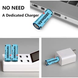 2025 New AA Li-ion Battery USB AA Rechargeable Battery Fast Charge Over 1000 Cycle Works for Cameras, Toys, Remote controls,Toys