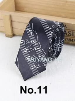 Classic Musical Notes Tie Neck Mens Skinny 5cm Zipper Neckties Red Black Blue White Color Slim Narrow Entertainment Party