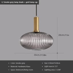 Glass Pendant Lights E27 Smoke Gray For Kitchen Restaurant Dining Table Living Room Bar Front Home Decor Hanging Lights