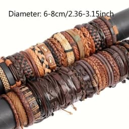 10Pcs Random Style Leather Bracelet Set For Men Women Classical Mix Color Retro Leather Rope Bangle Fashion Jewelry Gift