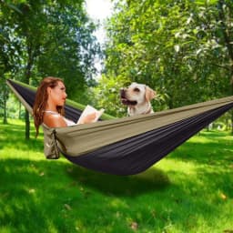 Outdoor Camping Hammock, Single & Double Person Heavy Duty Hammock with Carrying Bag and Tree Straps for Picnic Beach Travel