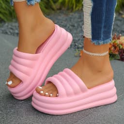 Women's Chunky Platform Slippers Summer Comfort Soft Thick Bottom Slides Woman for Sandals 2024 Open Toe Non-slip Beach Shoes