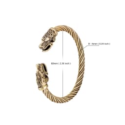 Dreamtimes Men Nordic Viking Dragon Bangle Vintage Loong Head Animal Carved Open Cuff Bracelet Scandinavian Costume Accessories