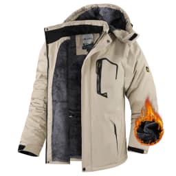 Men Outdoors Windproof Keep Warm Hiking Exercise Coat New Fashion Casual Detachable Hat Parka Winter Fleece Thicken Solid Jacket