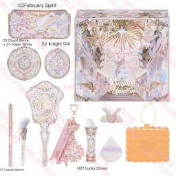 Flower Knows Knight Unicorn Collection Mini All-In Gift Set- with Lipstick, Blush, Eyeshadow, Powder, Lip Liner, Mirror & Tools