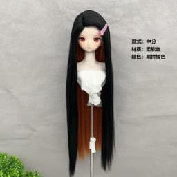 BJD Doll Wig COS Hair Long Bangs Straight Hair Double-tone Color DIY Anime Doll Wig Stylish Wig Cover Accessories Dress Up Toy