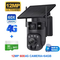 INQMEGA 12MP 60X Optics Zoom Dual Screen 4G /WIFI Solar Camera Securty Outdoor PIR Human Detection Color Night Vision UBOX APP