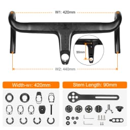 TOSEEK Carbon Handlebar Road Carbon Handlebar T700 Carbon Integrated Handlebar Di2 Bicycle Accessories Carbon Drop Bar