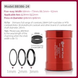 KACTUS Bike Bottom Bracket Ceramic Bearing BB386 Central Movement Fit for Shimano SRAM GXP Cranksets 24mm Crank Bike Parts