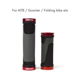 JIBOO 1 Pair Long/Short Bicycle Grip for MTB Natural Rubber Aluminum Alloy Lock Ring Mountain Bike Grip 130mm Anti Slip Handle