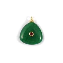 1 Piece Brass & Cubic Zirconia Natural Stone Geometric Charms 18K Gold Plated Olivary Round Pendant For DIY Necklace Making