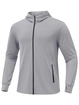 TACVASEN Men's Full Zip UPF 50+ Hooded Jacket Lightweight Sun Protection Fishing Hiking Shirt 4 Pockets Thumbholes Breathable