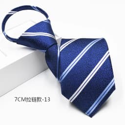 New 7cm Mens Tie Pre-tied Easy Wear Neck Tie Business Wedding Zipper Lazy Pre-tied Korean Style Striped Plaid Solid Necktie