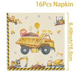 Construction Party Disposable Tableware Birthday Decoration Boy Baby Shower Excavator Truck Tractor Construction Birthday Decor